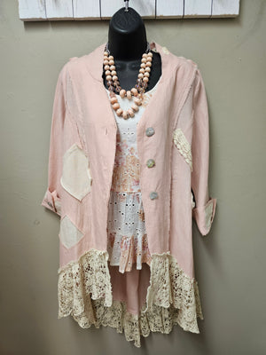 Vintage-inspired Jacket with Lace and Patches