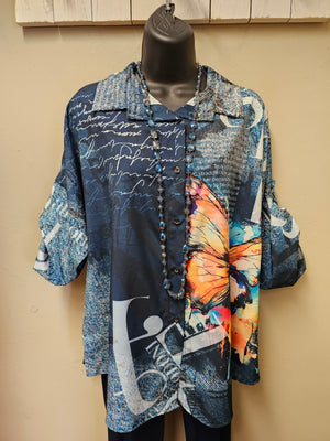 2 Color Ways -   Vibrant 3/4 Sleeves Button Down Tops One Size