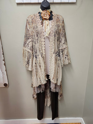 Beautiful Brown and Beige Duster with a Vintage-inspired Look