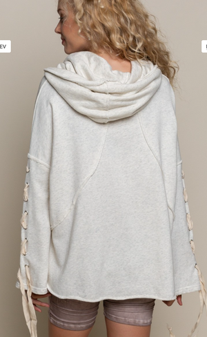 2 Color Ways - Oversized Hi-Low Hooded or Cowl Neck Top