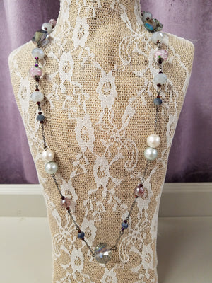 Stunning Long Necklace with Lampwork Beads - You-nique Bou-tique