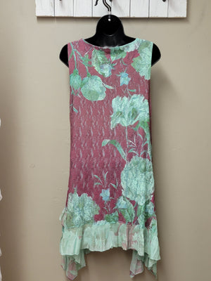 Stunning Rose with Mint Flowers Lace Sublimation Dress