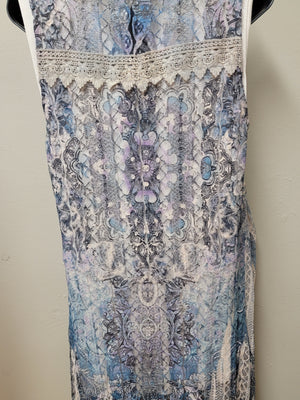 Stunning Lace Vest in Taupe & Navy with Mandela on the Back