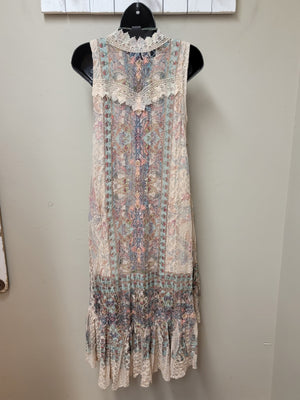 Elegant Lace Vest in Taupe with Colors in a Rustic Vibe