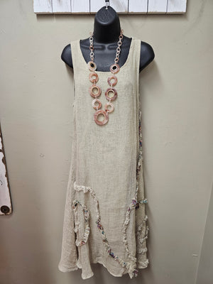Bohemian Earthy Style Linen Dress