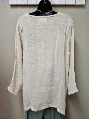 One Size Linen 3/4 Sleeves Top with Stars