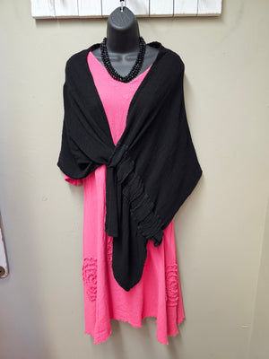 5 Color Ways - 3/4 Sleeved Midi Dress with "Swirls " & Raw Edge