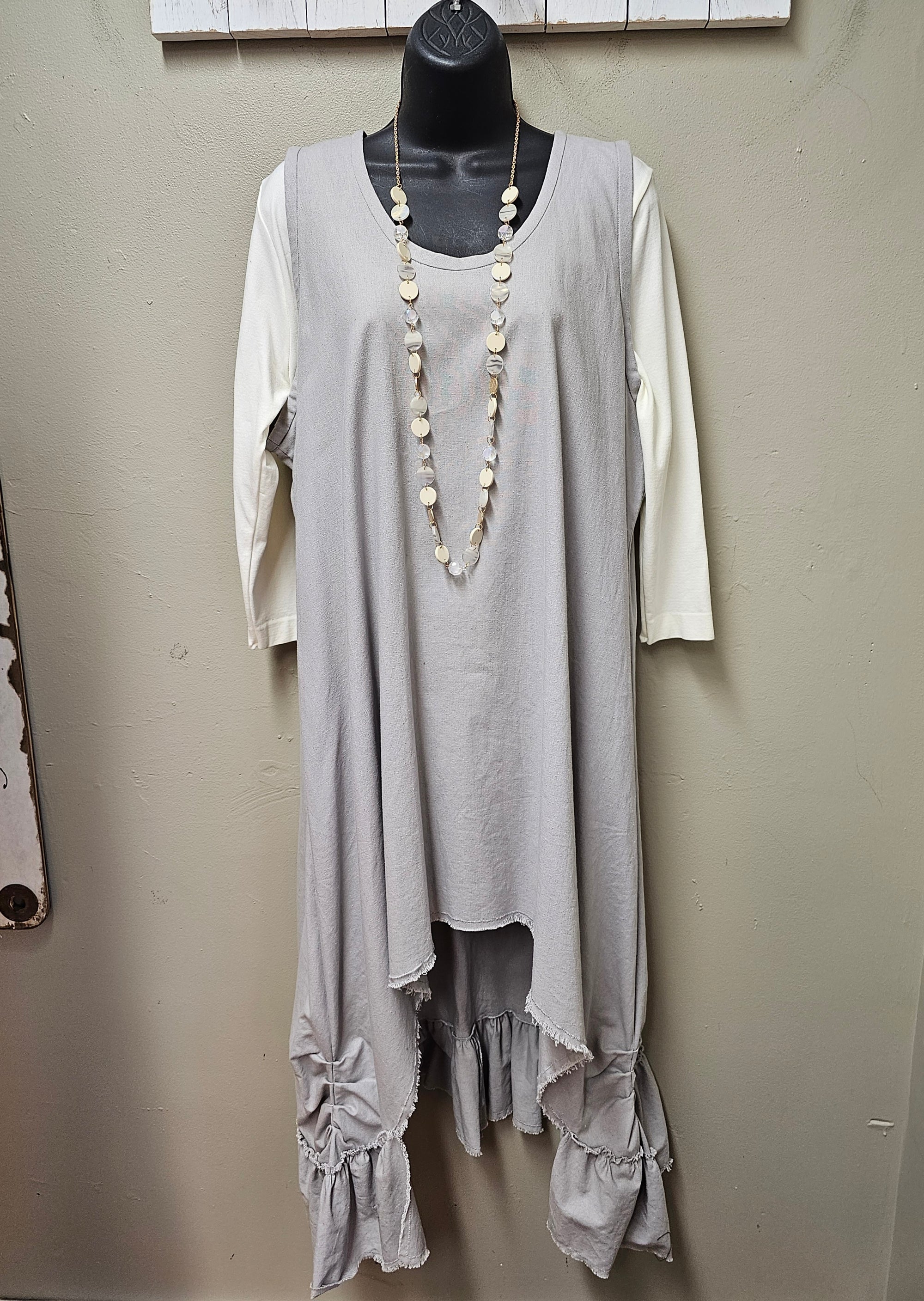 Beautiful Tiana Dress in Grey Lagenlook OS YouBou2