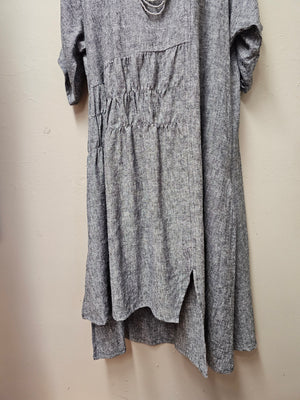Stylish Kali Dress in Grey Tweed Lagenlook OS YouBou2