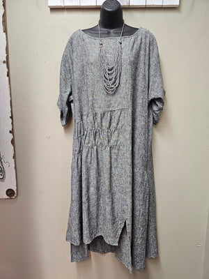 Stylish Kali Dress in Grey Tweed Lagenlook OS YouBou2