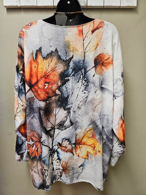 Fall Colored Leaves Long Sleeve Lightweight Soft Sweater Top