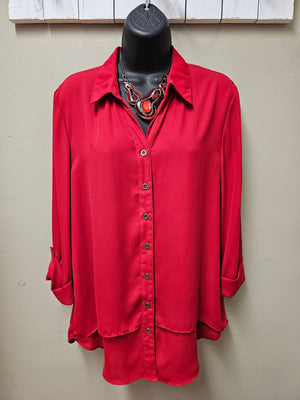 5 Color Ways - Double Layer Button-Front Shirt