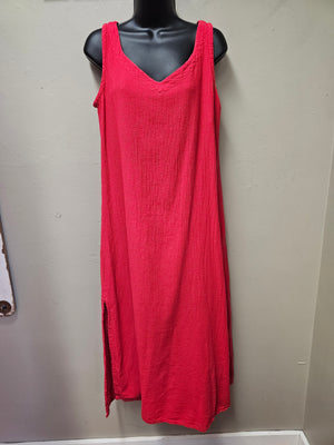 NEW COLORS! 5 Colorways - Sip "Sangria"  in this Long Cotton Sleeveless Dress