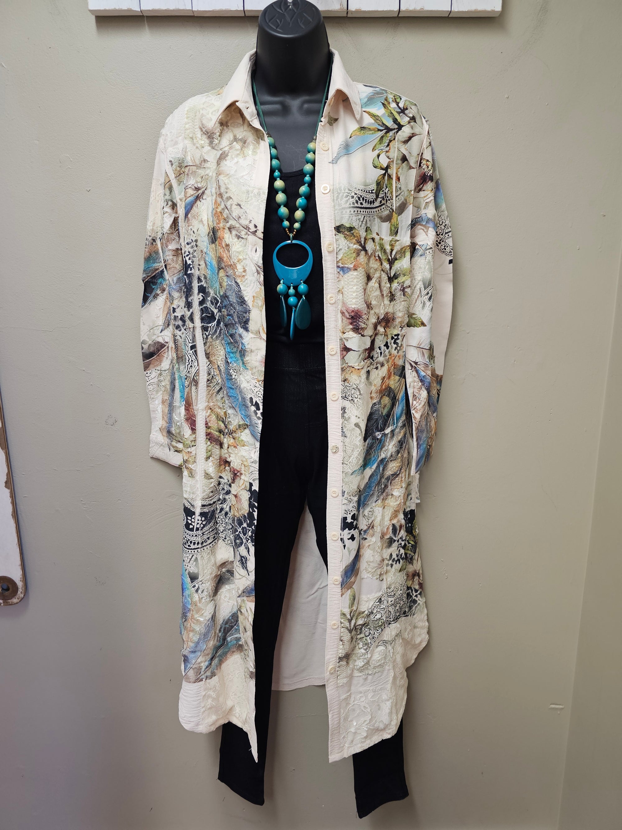 Exquisite Colorful Feathers & Floral Lace Jacket with Pockets