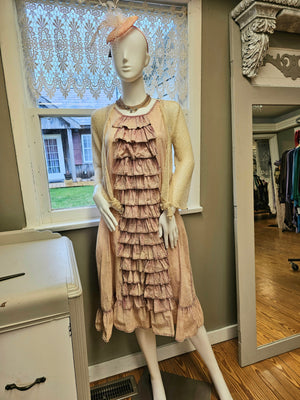 Romantic Front Ruffled Pink Dress