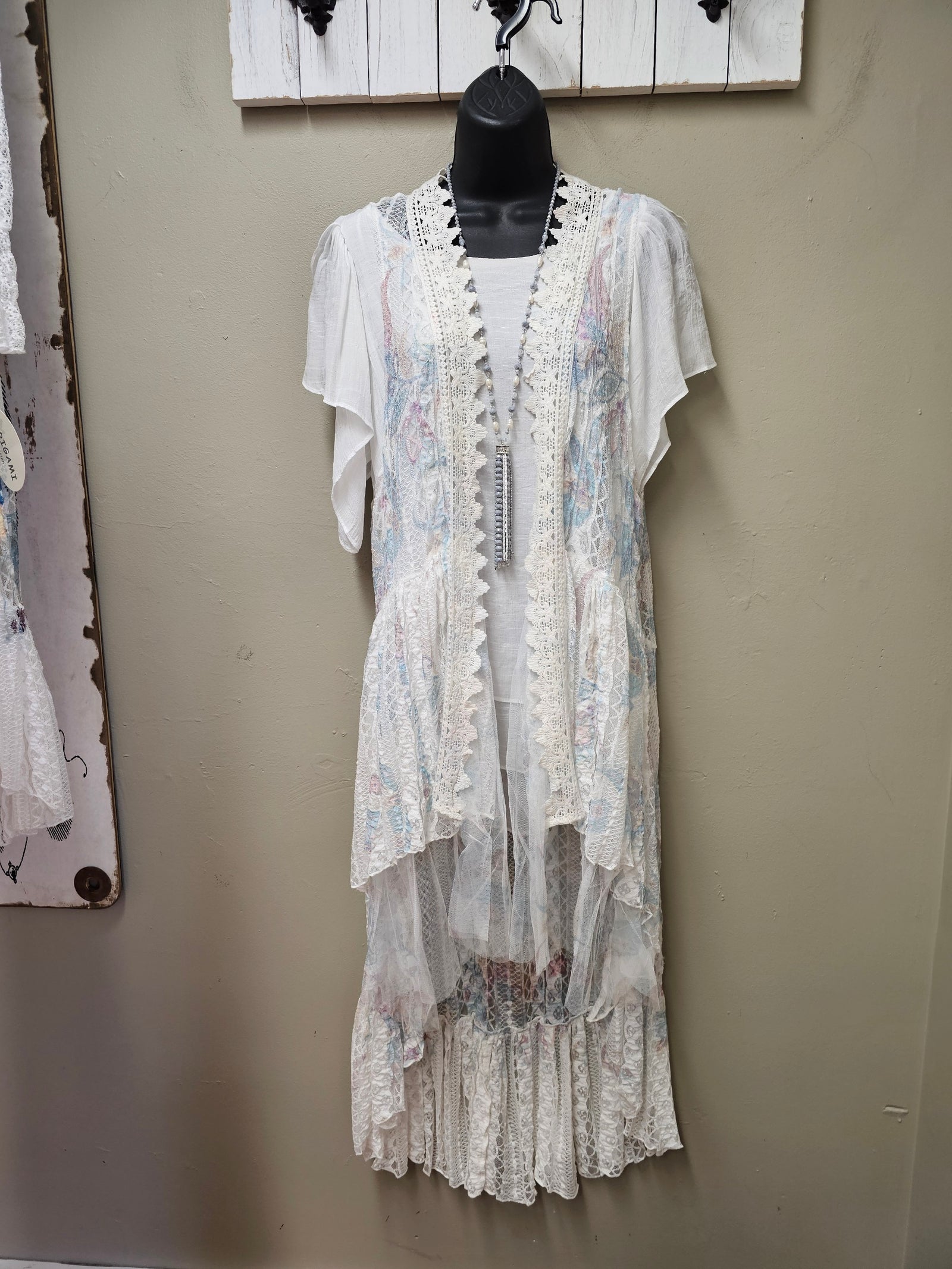 Soft Pastels on this Gorgeous Lace Vest