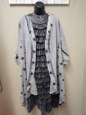 Romantic Front Ruffled Grey Dress