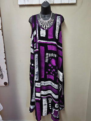 FINAL SALE WAS $144.99 Modern Design Sleeveless Black & Fuchsia  Dress