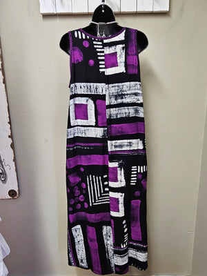 FINAL SALE WAS $144.99 Modern Design Sleeveless Black & Fuchsia  Dress