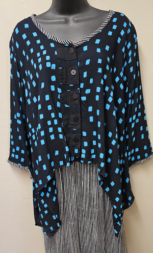 FINAL SALE WAS $134.99  Elegant Short Blue and White Squares & Stripes Jacket