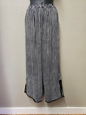 FINAL SALE WAS $142.99  Dressy Small Striped Elastic Waistband Pants with Talored Hem