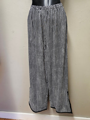 FINAL SALE WAS $142.99  Dressy Small Striped Elastic Waistband Pants with Talored Hem