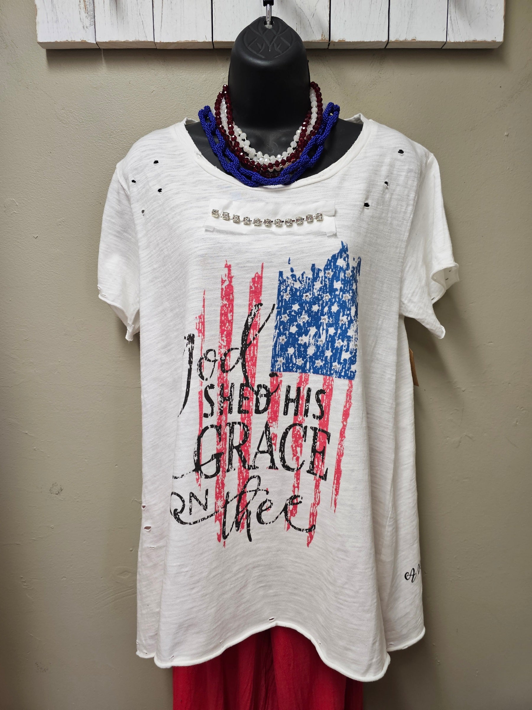 "God Shed His Grace on Thee"  Bohemian Style Tattered Tee