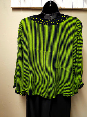 FINAL SALE WAS $116.99.  Fun Short Black and Green Spots & Stripes Jacket