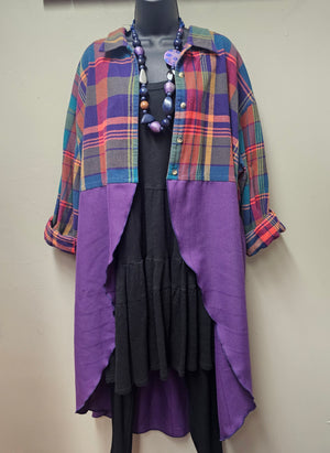 Plaid and Purple Cardigan/Jacket Seams by Sarah