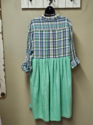 Fun Green and Blue Plaid Cardigan/Jacket Seams by Sarah