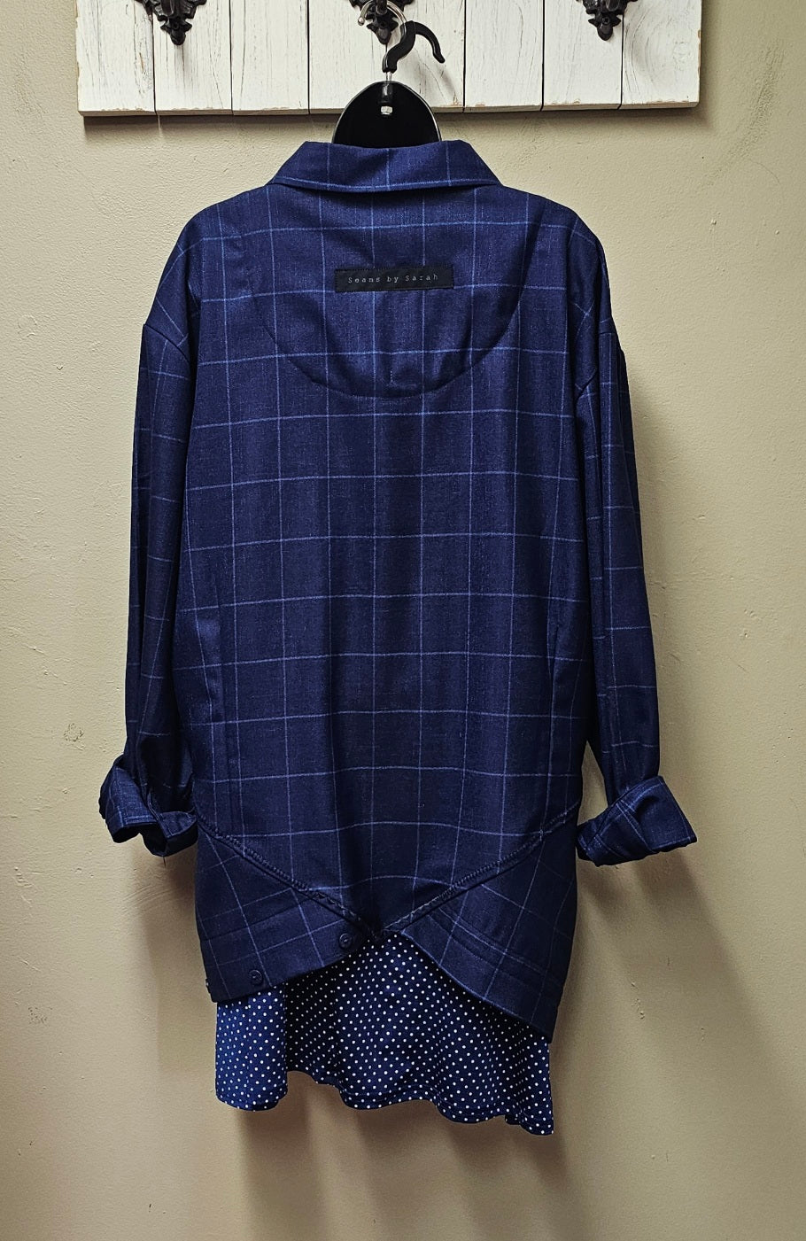 Stunning Dark Royal Blue Plaid Cardigan/Jacket Seams by Sarah