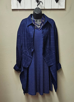 Stunning Dark Royal Blue Plaid Cardigan/Jacket Seams by Sarah