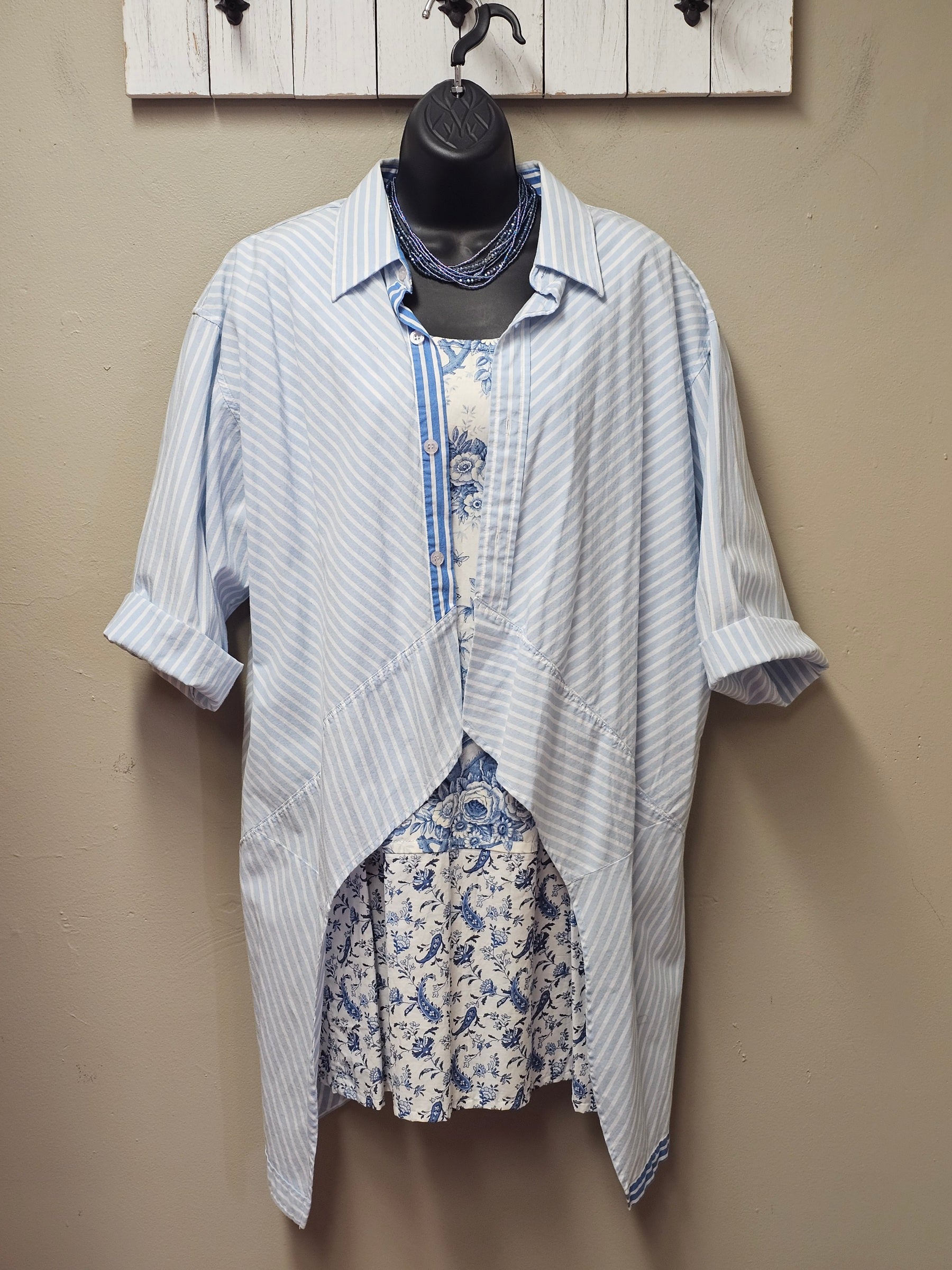 Light Blue with White Cardigan/Jacket Seams by Sarah