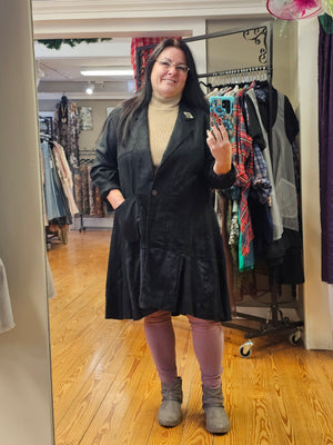 Classy Long Linen Black Cardigan/Jacket Seams by Sarah