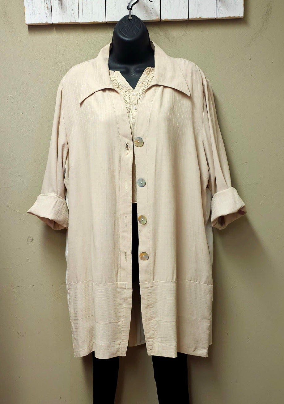 Beige Mid-length Cardigan/Jacket Seams by Sarah