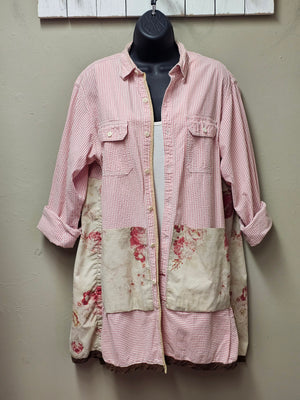 Romantic Pink with Roses Cardigan/Jacket Seams by Sarah