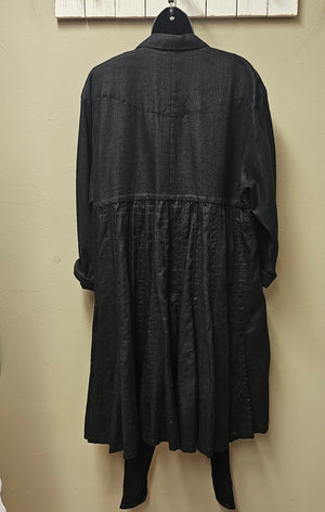 Classy Long Linen Black Cardigan/Jacket Seams by Sarah