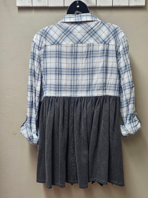 Blue and Black Plaid Cardigan/Jacket Seams by Sarah