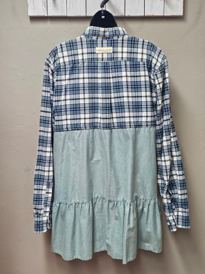 Sharp Grey  Navy Plaid Cardigan/Jacket Seams by Sarah