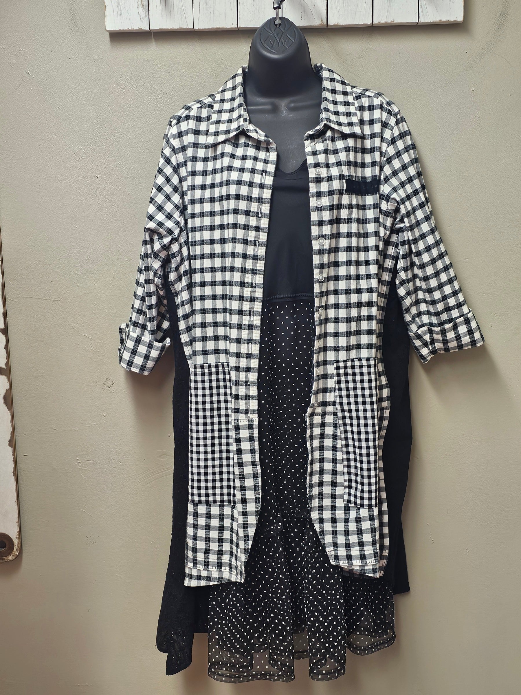 Stunning Black and White Checked Cardigan/Jacket Seams by Sarah