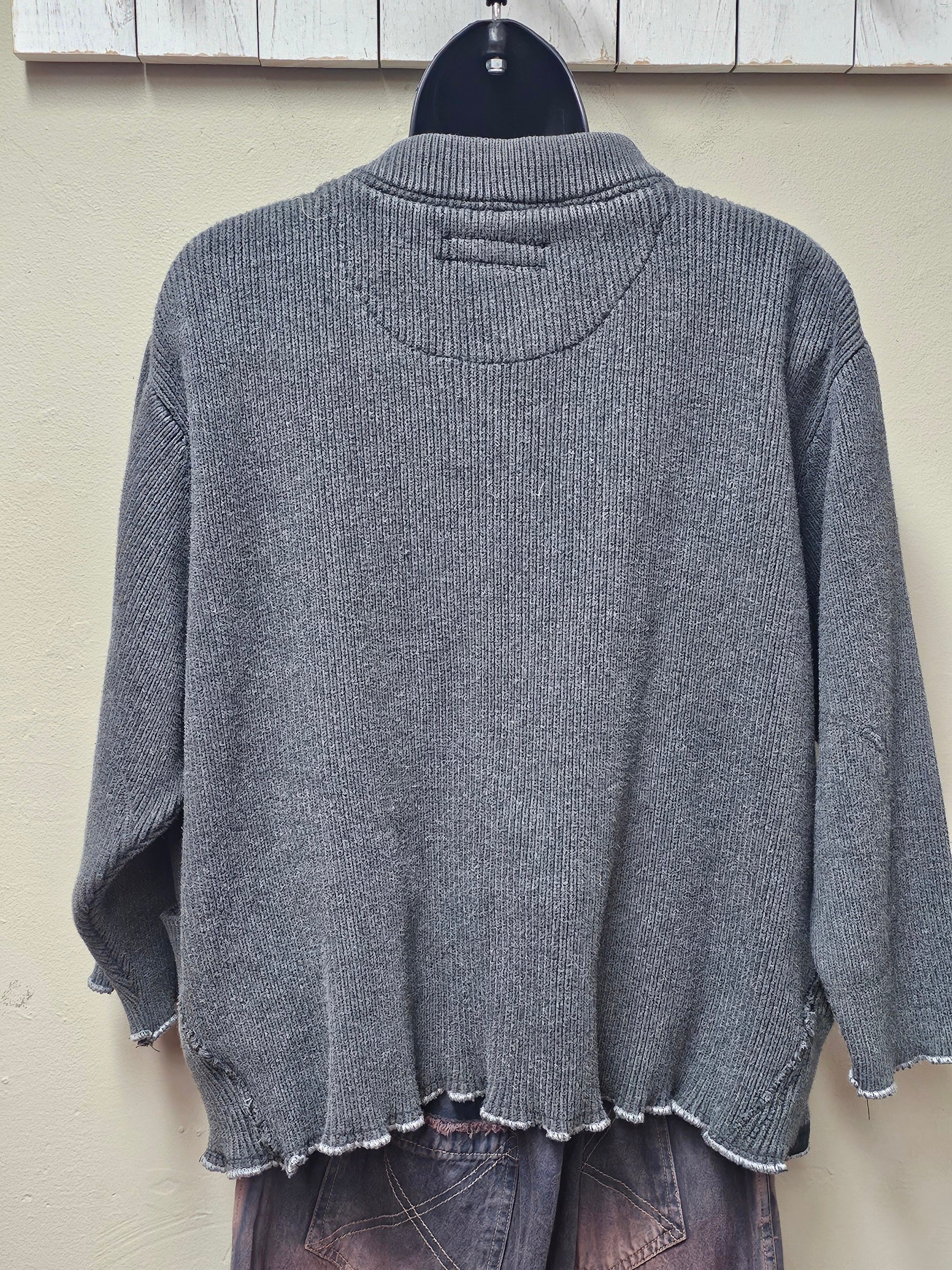 Hi-Low Charcoal Button Top Sweater by Seams by Sarah