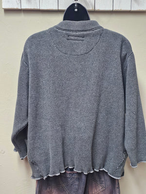 Hi-Low Charcoal Button Top Sweater by Seams by Sarah