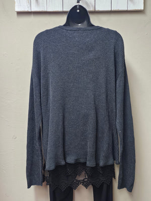 Hi-Low Dark Charcoal Top Sweater by Seams by Sarah