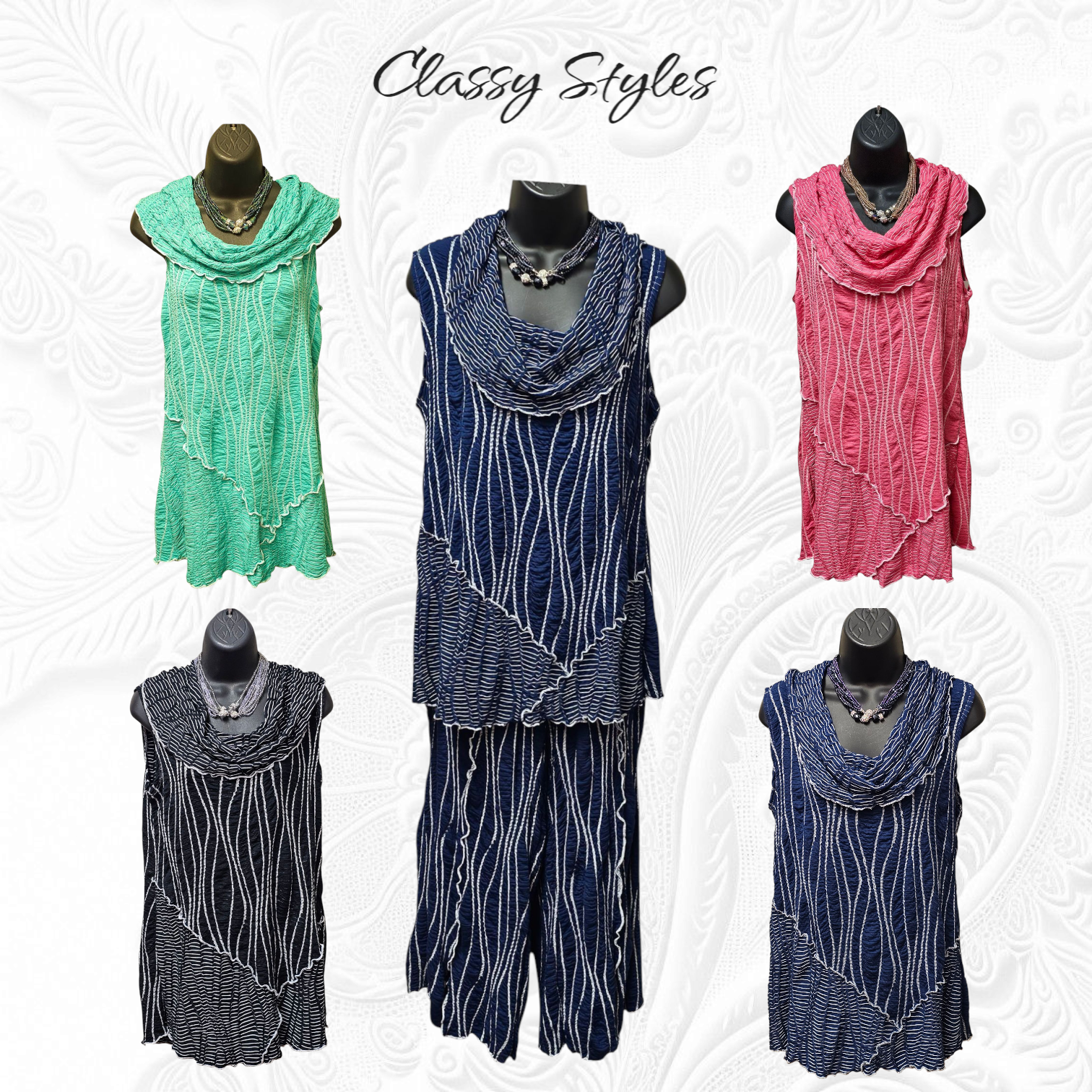 4 Color Ways - Sophisticated & Classy Cowlneck Tops Made in the USA