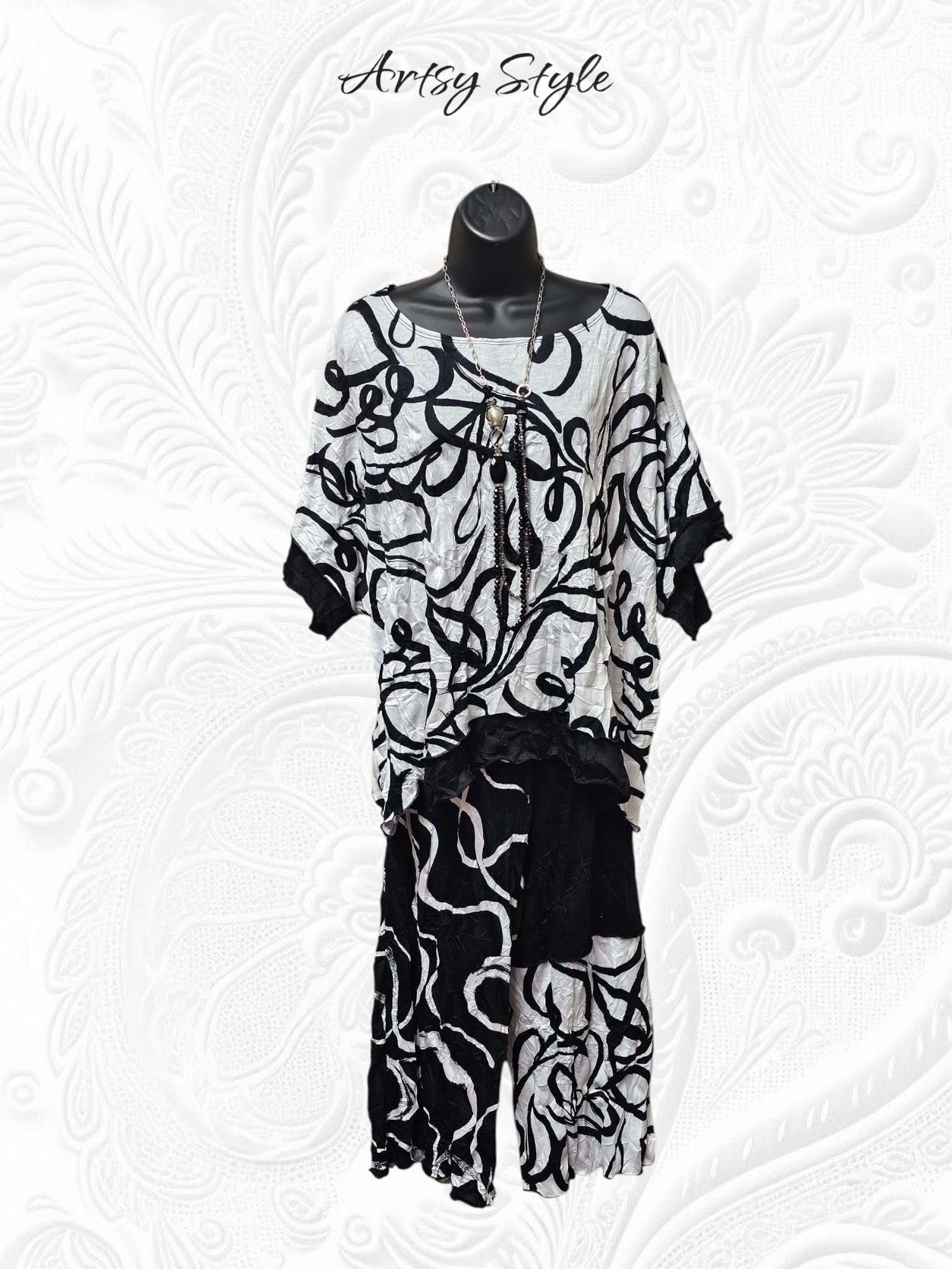 Artsy Style Black & White Top Made in the USA