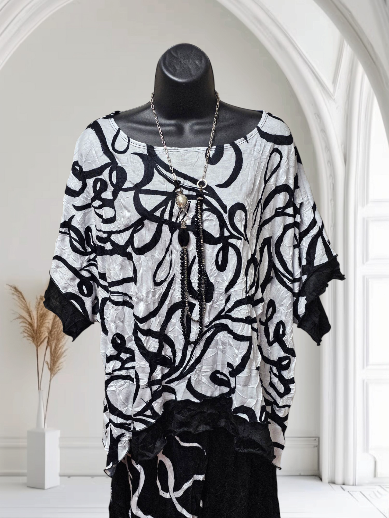 Artsy Style Black & White Top Made in the USA