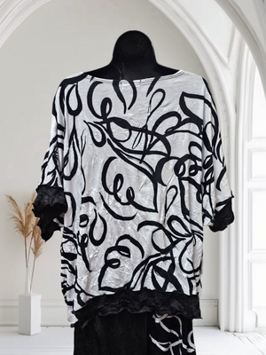 Artsy Style Black & White Top Made in the USA