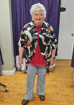 New - Fun Black and Burgundy Cardigan/Jacket Seams by Sarah