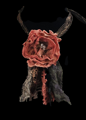 Medium - Vintage-Inspired Handcrafted Fabric Flower Brooch/Necklace