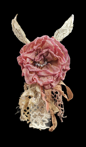 Medium - Vintage-Inspired Handcrafted Fabric Flower Brooch/Necklace